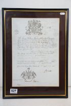 19th century British passport, issued and signed by George William Frederick Earl of Clarendon,