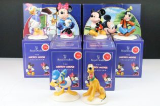 Six boxed Royal Doulton 'The Mickey Mouse Collection' porcelain figures to include Mickey Mouse (