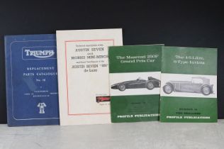 A small group of vintage car brochures to include the 4.5 litre S-Type Invicta and the Maserati 250F