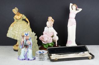 Group of mixed ceramics, glass & collectables to include an early-to-mid 20th century plaster lady