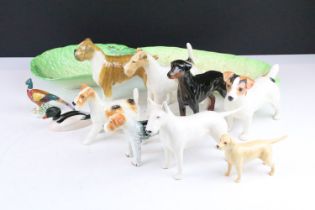 Collection of Beswick dogs to include Jack Russell, Boxer, English bull terrier, terriers,
