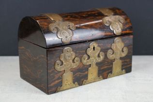 19th Century Parkins & Gotto of London coromandel dome-topped casket, with decorative brass