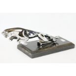 Chrome Jaguar Car Bonnet Mascot on Marble Base