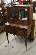 19th century French Ladies Bonheur Du Jour Writing Desk, the upper section with pierced brass