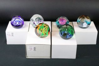 Six Caithness limited edition glass paperweights to include Country Crafts Drystone Wall (21/100),