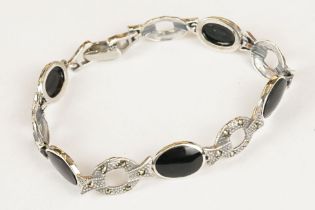 Silver Marcasite and Semi Precious Bracelet