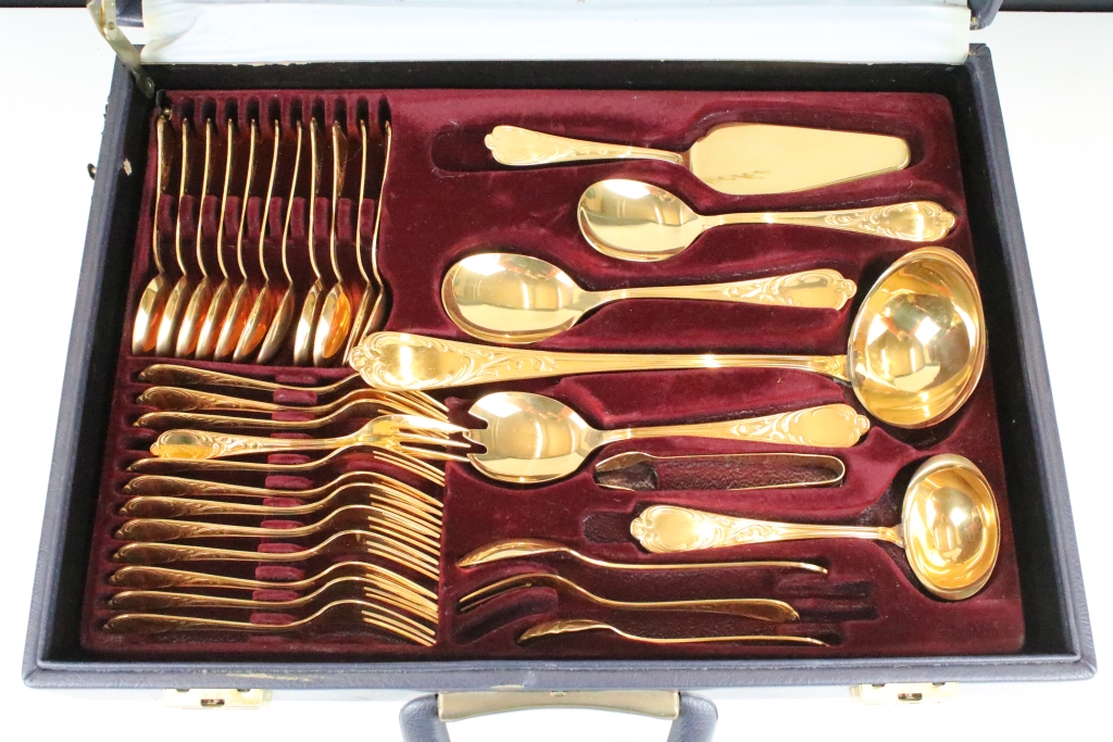 Qualitats-Bestecke aus Solingen 23/24 Carat Gold Plated cutlery canteen of 12 place settings, with - Image 5 of 7