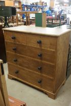 Victorian Pine Chest of Two Short and Three Long Drawers, 106cm wide x 54cm deep x 104cm high