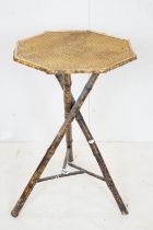 Late 19th / Early 20th century Bamboo and Wicker Octagonal Table, 44cm wide x 70cm high