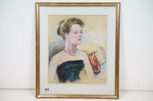 David Louis Ghilchick (British 1892-1974), portrait of a woman, pastel, 37cm x 31cm