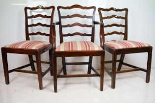 Set of Six Chairs with drop-in seats, including two carvers, carvers measure 52cm wide x 93cm high