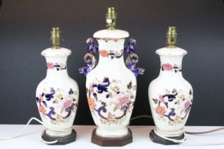 Three Masons Ironstone 'Mandalay' ceramic table lamps to include a ltd edn example (41cm high) and a