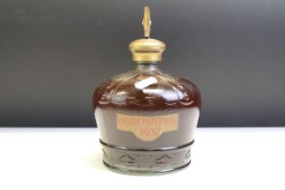 Coronation 1937 Glass Spirit Bottle in the shape of an Orb, with contents, possibly Brandy