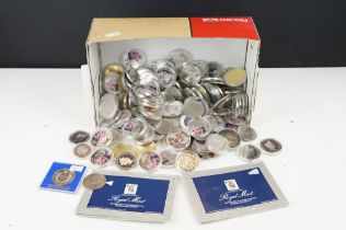 A large collection of commemorative crown coins to include coloured examples.