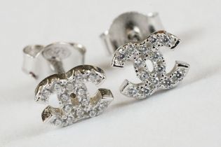 Pair of Silver and CZ designer style Ear Studs