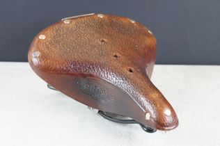 Brooks leather cycling saddle with suspension, model no B66S. Measures approx 24cm front-to-back