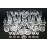 Waterford 'Lismore' pattern drinking glasses to include 6 hock glasses, 6 Champagne glasses, 6