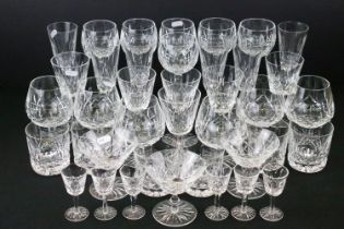 Waterford 'Lismore' pattern drinking glasses to include 6 hock glasses, 6 Champagne glasses, 6