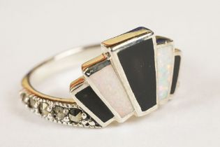 Silver and Enamel Art Deco style Ring