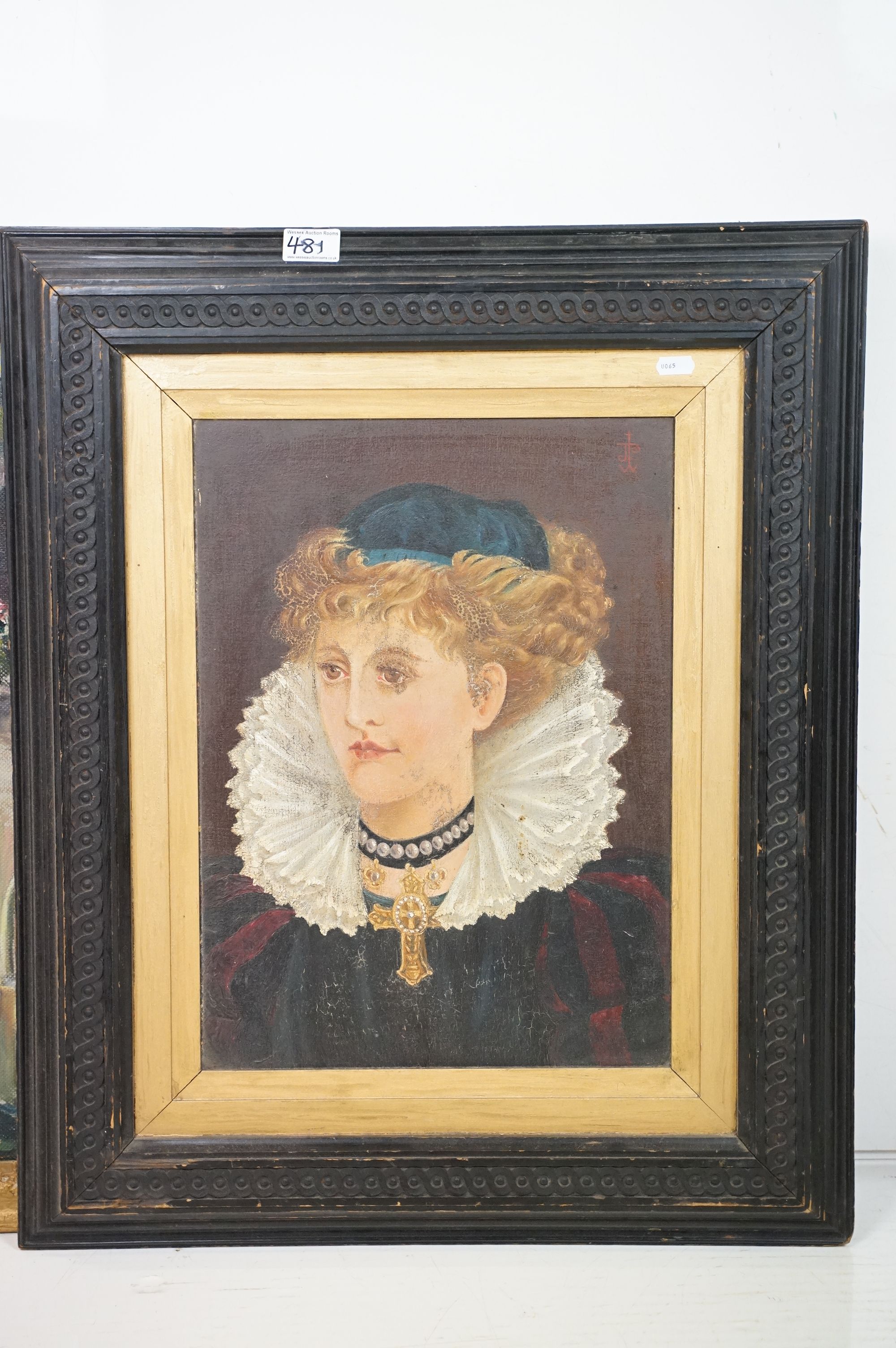 English School, portrait of an Elizabethan lady, oil on panel, monogrammed upper right, 45 x 33cm, - Image 7 of 13