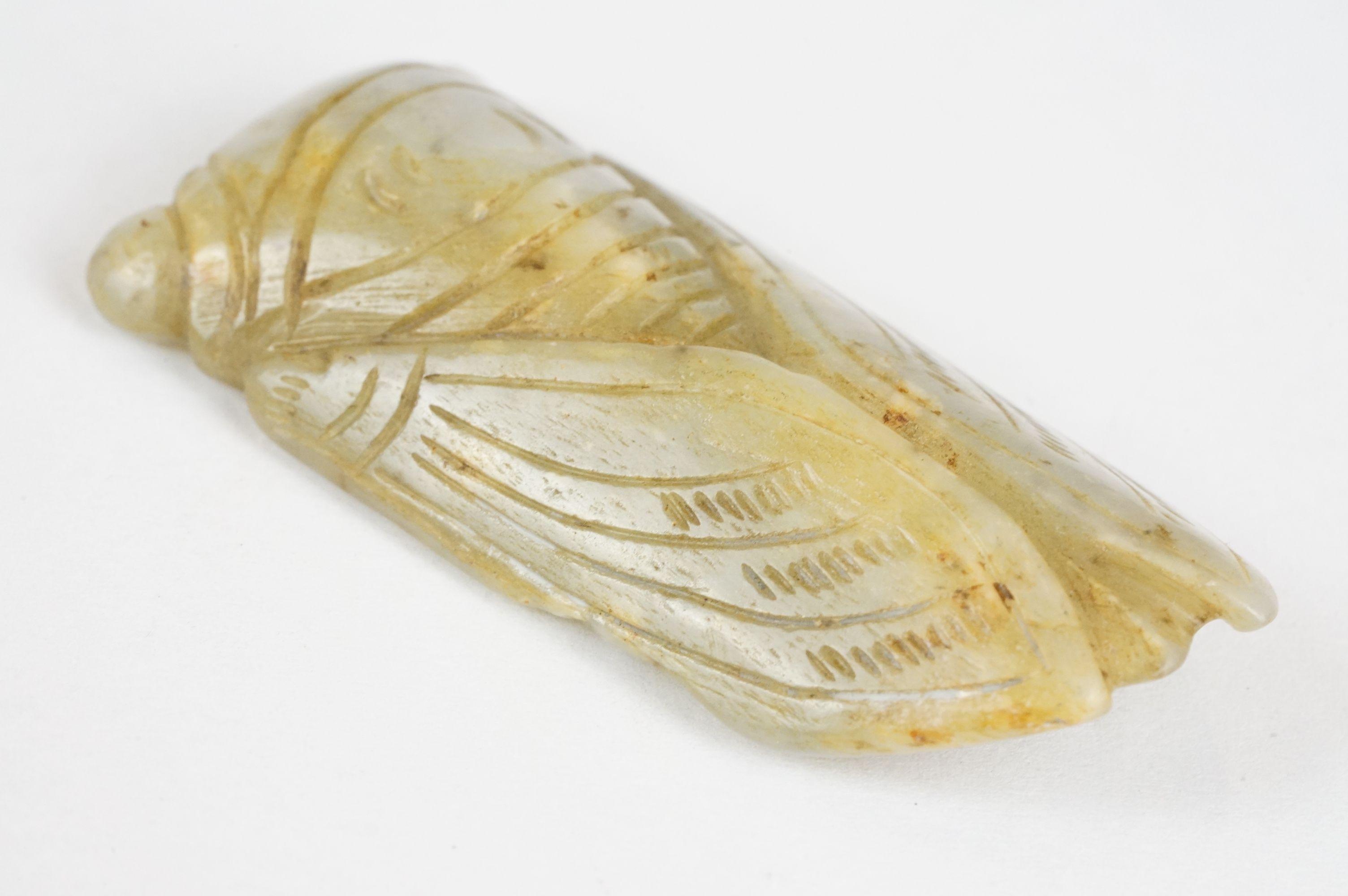 A carved Jade Cicada, possibly Ming dynasty. - Image 2 of 4