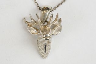 Silver Pendant in the form of a Stag’s Head on a Silver Link Chain