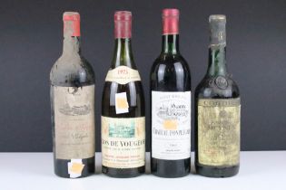 Four bottles of wine, comprising: Clos de Vougeot, Domaine Jacques Prieur, 1973, 73cl, Saint-Emilion