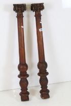 Pair of Late 19th / Early 20th century Carved Wooden Corinthian Columns, each 93cm long