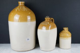 Three stoneware flagons to include H.L. Worth & Co of Bristol, J. Dibble Wine & Spirit Merchant