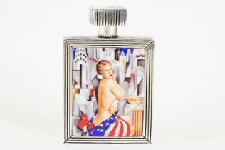 Perfume Bottle stamped 800 set with semi nude figure wrapped in the American Flag