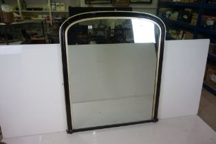 Large 19th century Ebonised and Gilt Framed Dome Top Overmantle Mirror, 113cm x 133cm