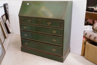 Simon Loscertales Bona of Zaragoza (Spanish), George III style Green Lacquered Bureau, the fall