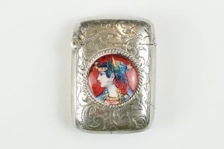 Silver Vesta Case with enamel panel