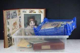 Early 20th century scrapbook containing various cuttings / postcard cuttings, many being animal