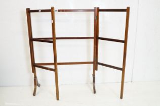 Early 20th century Mahogany Folding Towel Rail or Clothes Airer, 71cm wide (folded) x 96cm high