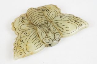 A Chinese carved jade butterfly, possibly Qinglong period.