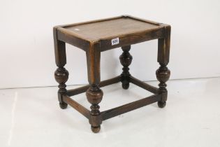 Victorian Rustic Oak Stool, 46cm wide x 35cm deep x 44cm high