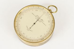L. Casella of London - An early 20th century brass cased compensated hanging barometer with silvered