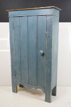 Part Painted Pine Cupboard, the single door opening to shelves, 64cm wide x 24cm deep x 112cm high