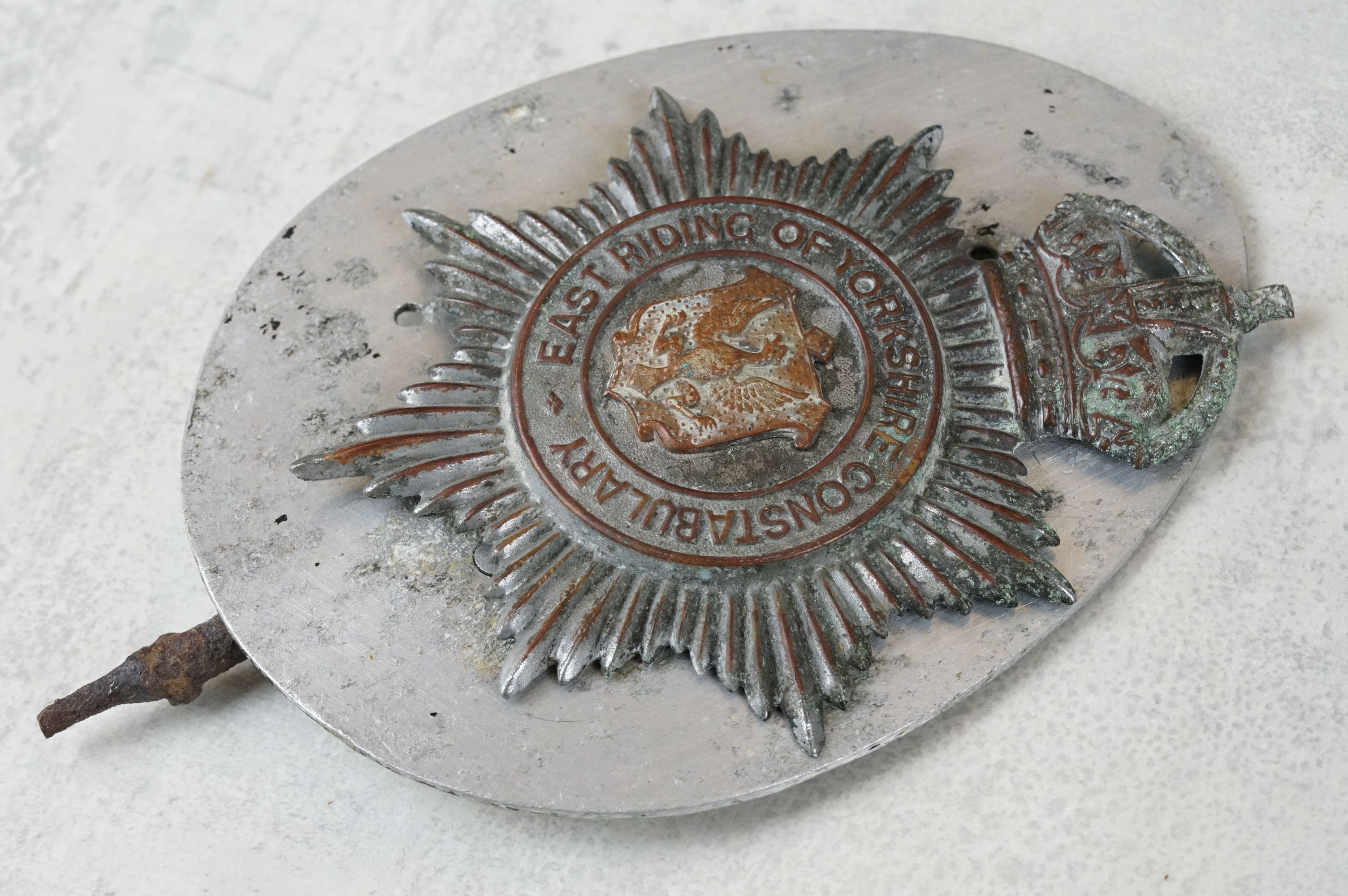 A vintage kings crown East Riding of Yorkshire constabulary helmet badge together with a QC Bucks - Image 2 of 7