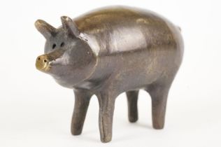 French bronze figure of a standing pig, mark to underside. Measures approx 6.5cm long