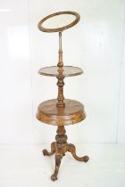 George III Mahogany Shaving Stand, the adjustable circular mirror supported on a stand with two