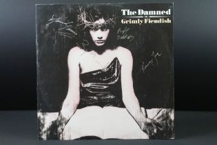 Vinyl & Autographs - The Damned Grimly Fiendish 12" single signed to front sleeve by Dave Vanian,