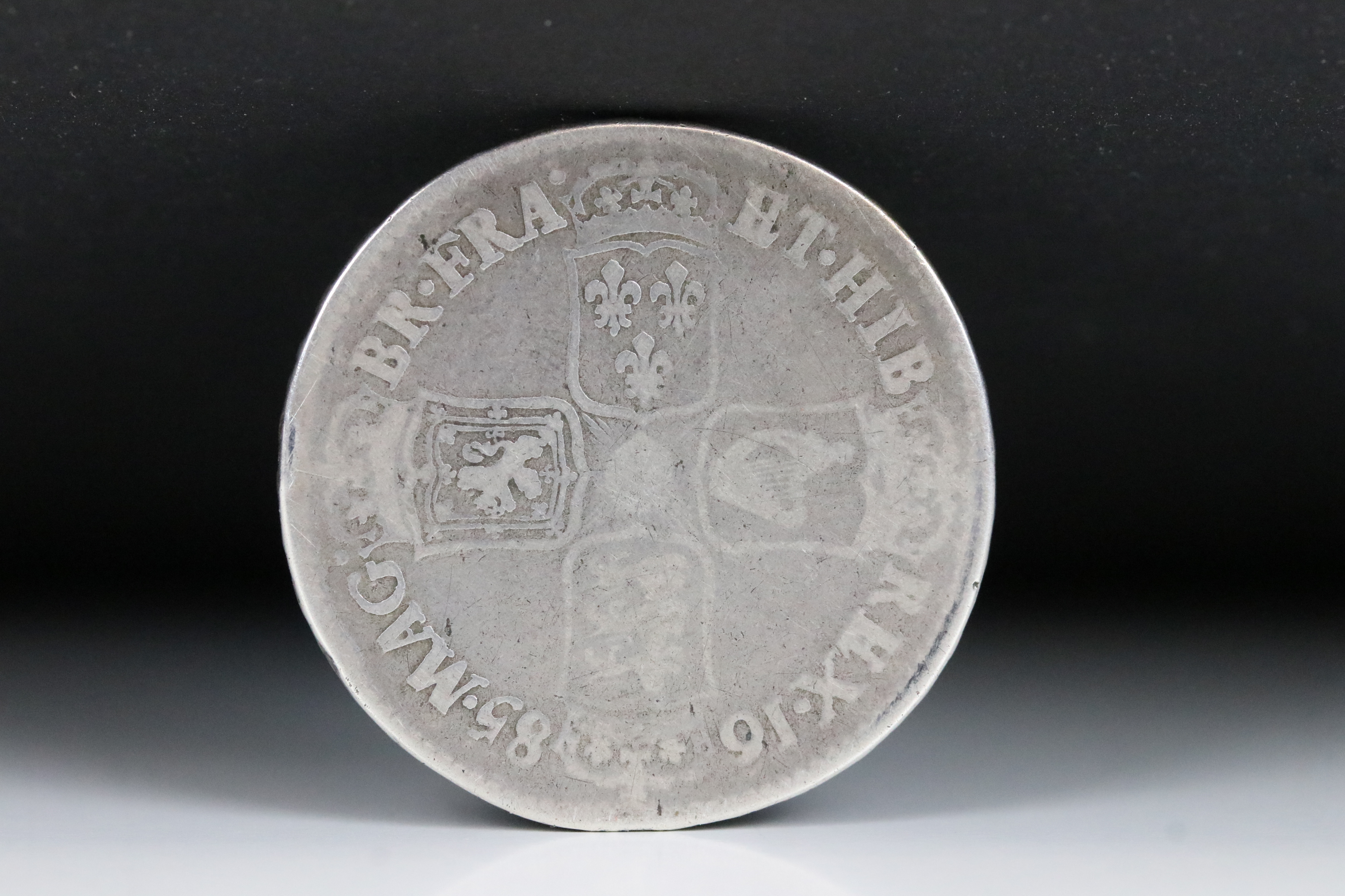 A British King James II early milled 1685 silver half crown coin. - Image 2 of 2