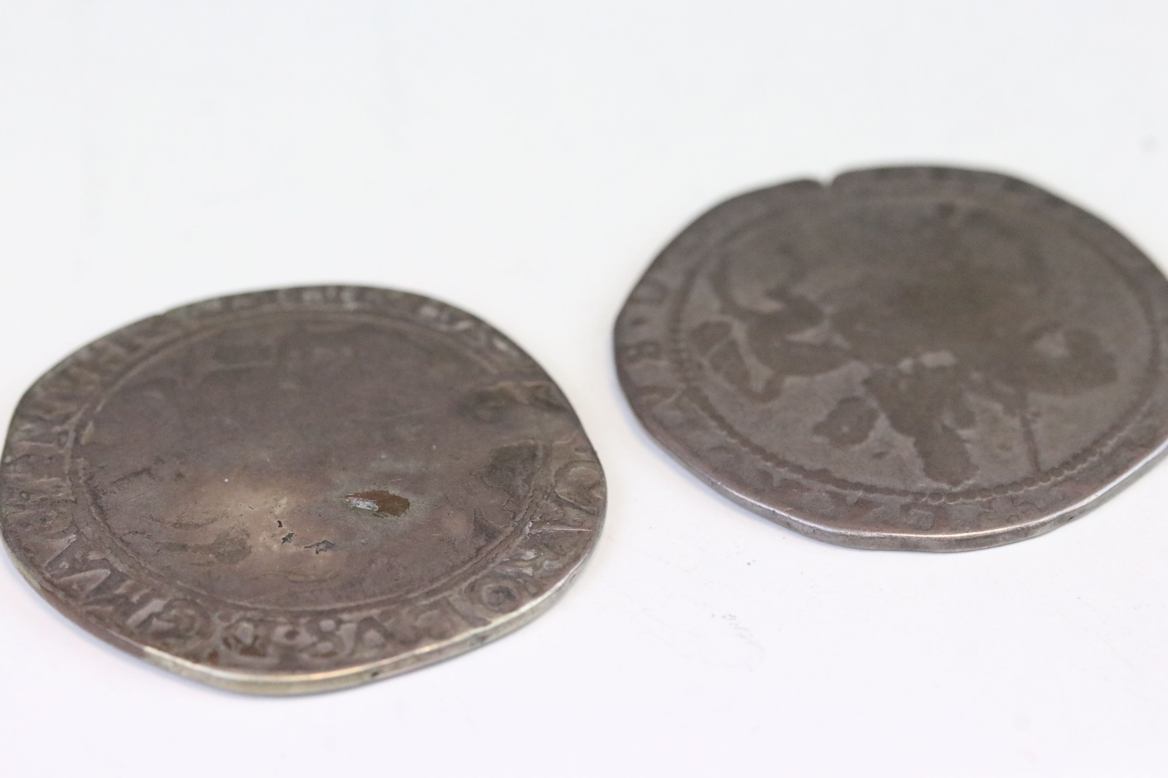 Two British King Charles I silver half crown coins. - Image 3 of 3