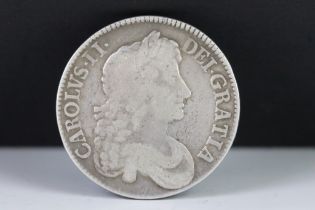 A British King Charles II 1679 Silver Full Crown Coin.