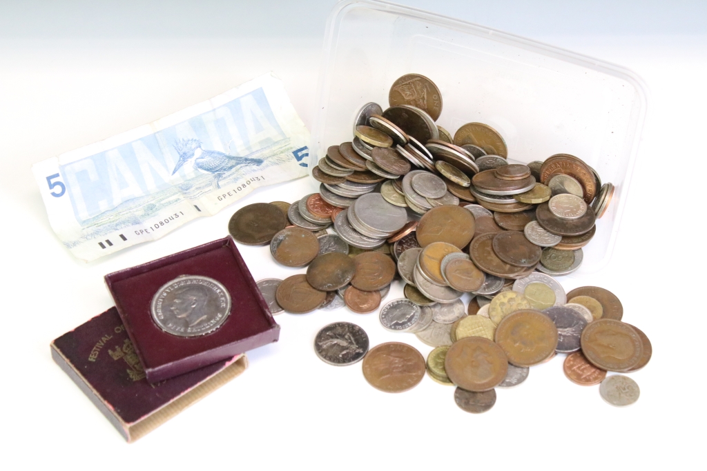 A small collection of British and World Coins to include Queen Victorian, German and French silver