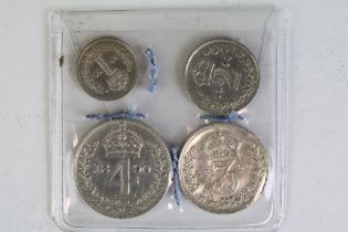 A British Queen Victoria 1890 silver four coin Maundy Set.