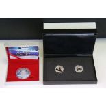 A Canada $20 silver Christmas two coin set together with a Kiribati silver $5 Rudolf the red nosed