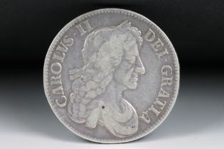 A British King Charles II early milled 1679 silver full crown coin.